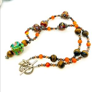 Vintage Art Glass Frog Pendant Necklace